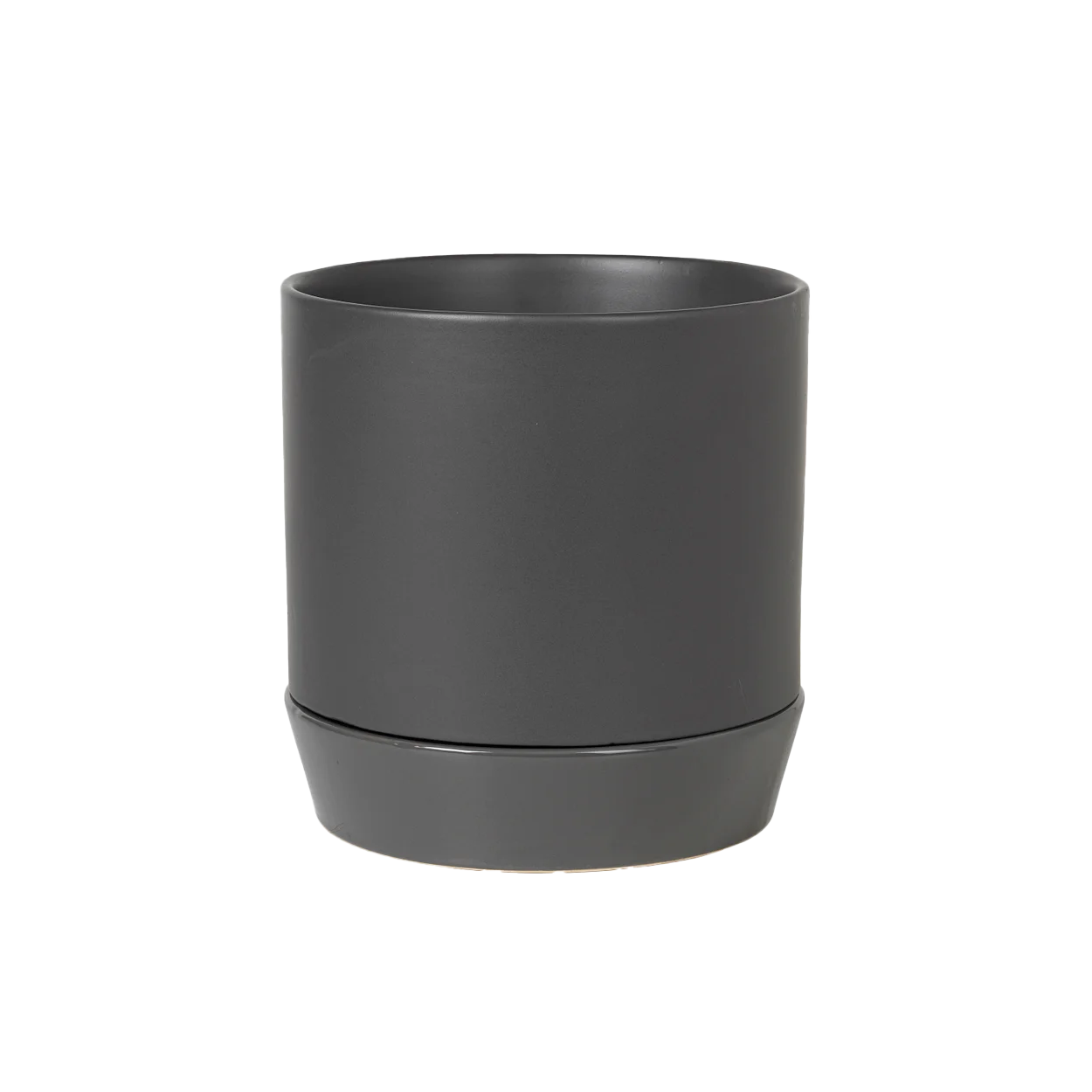 Broste denise pot with saucer charcoal 21cm
