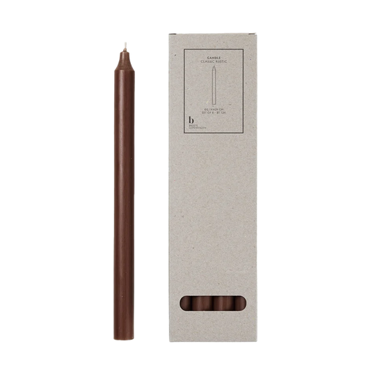 Broste set of 8 taper candles 29cm dark brown