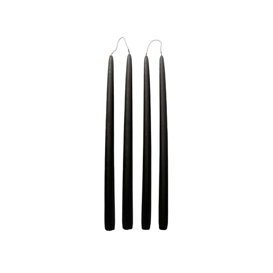Broste set of 4 tall taper candles 38cm black