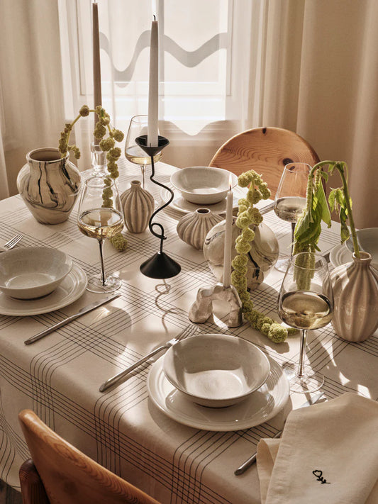 Broste Alice cotton check tablecloth 300cm