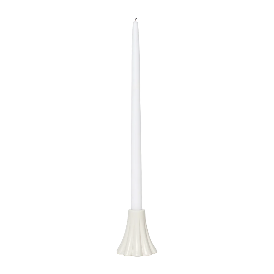 Broste Heli matt glazed fluted candle holder 8cm