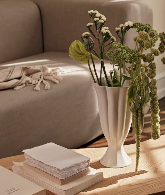 Broste Heli pedestal vase cream 30cm