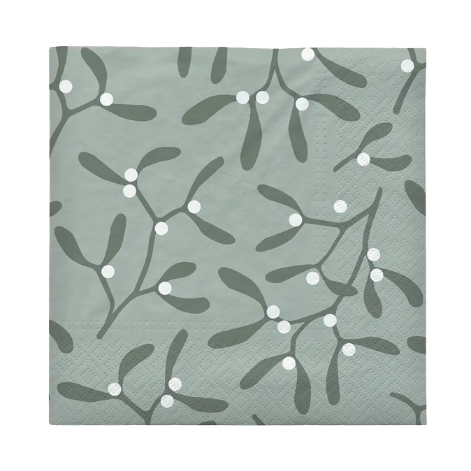 Broste Christmas mistletoe set of 20 paper napkin green