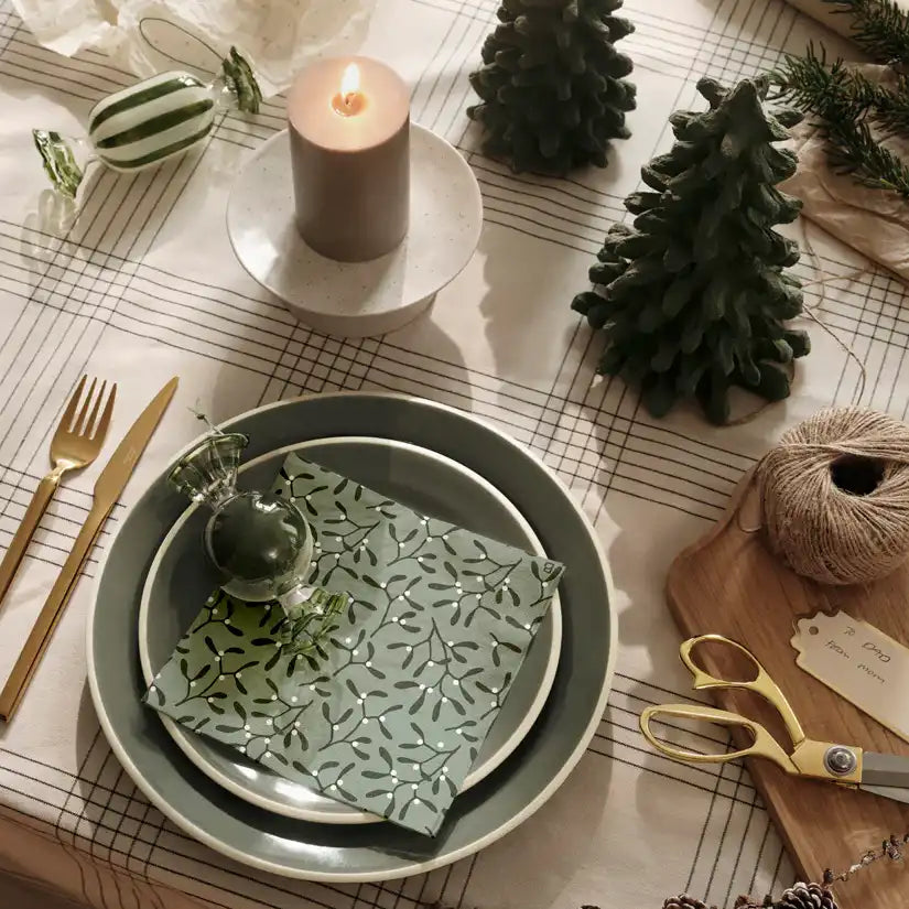 Broste Christmas mistletoe set of 20 paper napkin green