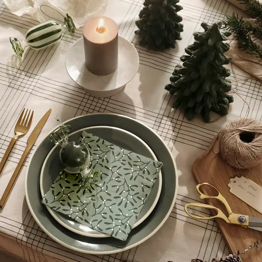 Broste Christmas mistletoe set of 20 paper napkin green