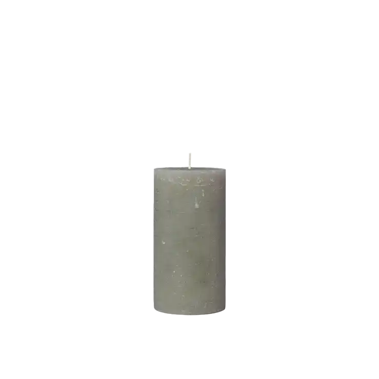 Broste rustic pillar candle 13.5cm green