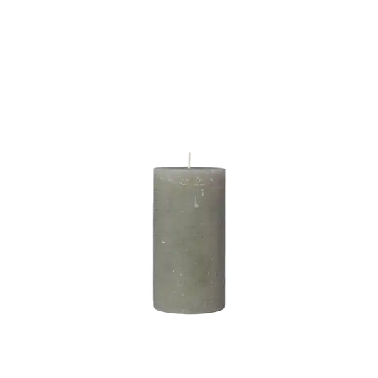 Broste rustic pillar candle 13.5cm green