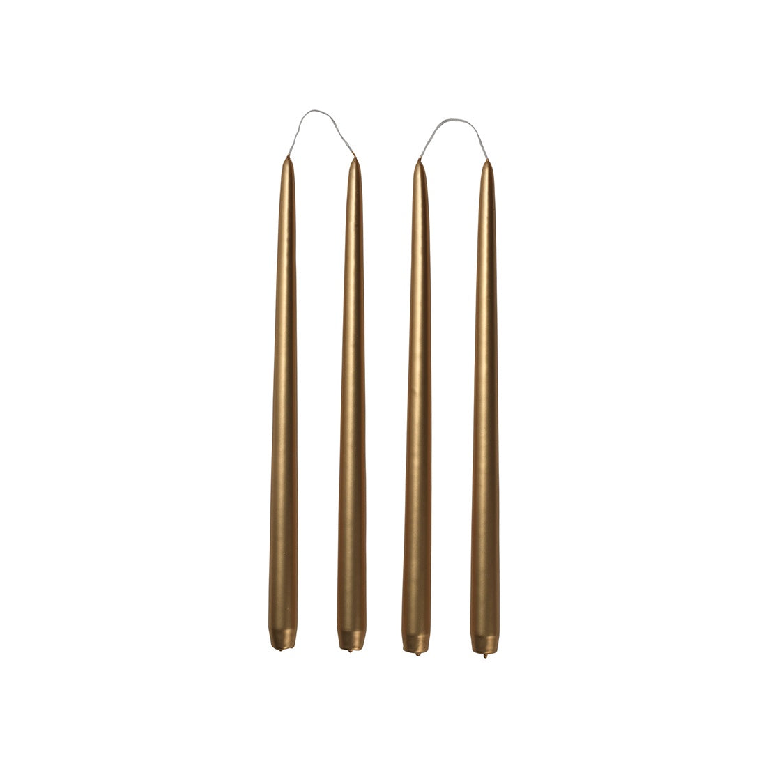 Broste set of 4 tall taper candles 38cm glossy gold