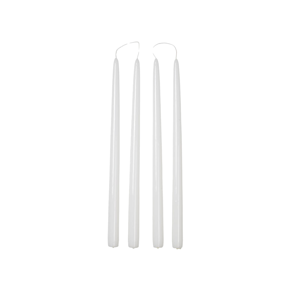 Broste set of 4 tall taper candles 38cm glossy white