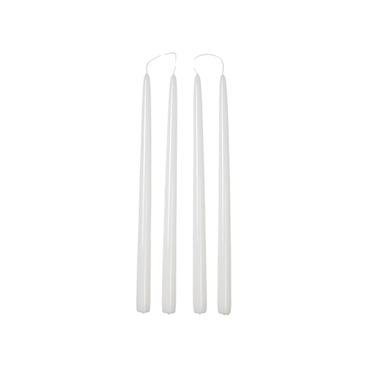 Broste set of 4 tall taper candles 38cm glossy white