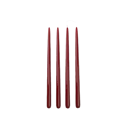 Broste set of 4 tall taper candles 38cm glossy burgundy