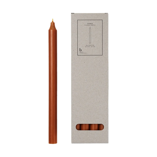 Broste set of 8 taper candles 29cm terracotta