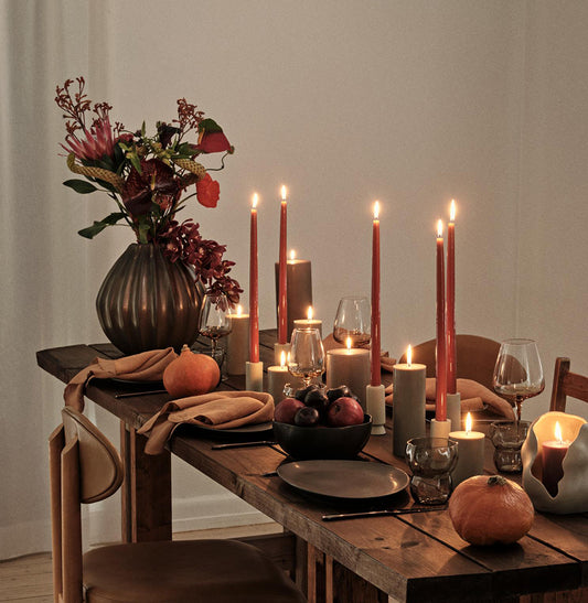 Broste wide lines vase 25cm antique brown