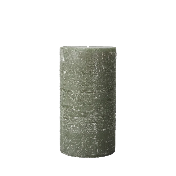 Broste rustic pillar candle 18cm high green
