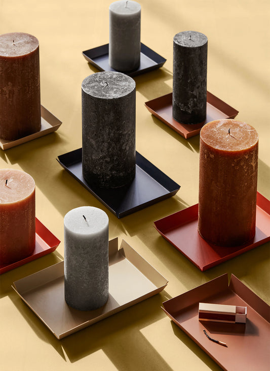 Broste rustic pillar candle grey 18cm high