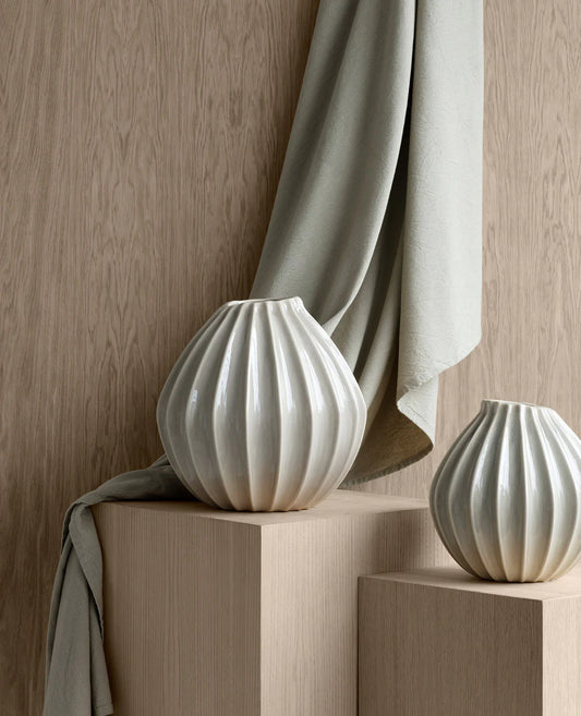 Broste wide lines vase white 25cm