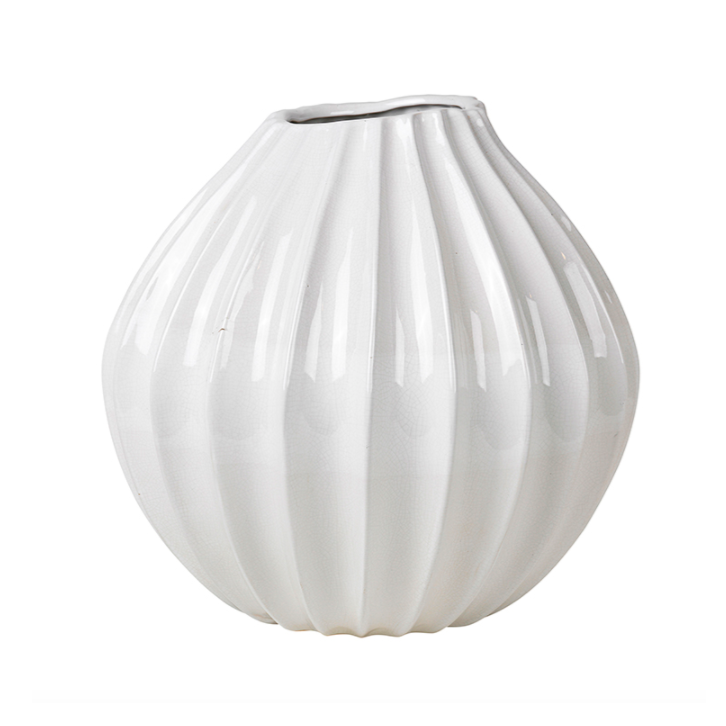 Broste wide lines vase white 30cm