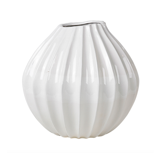 Broste wide lines vase white 30cm