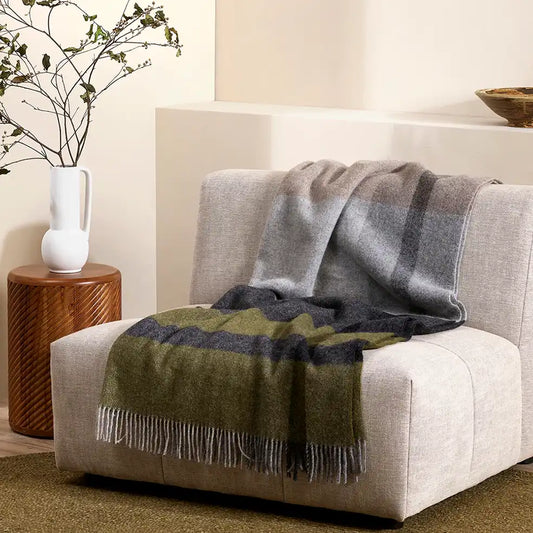 Brunswick wool throw 130 x 180cm olive