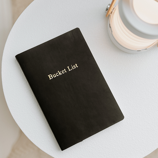 Bucket List A5 notebook with vegan leather cover black