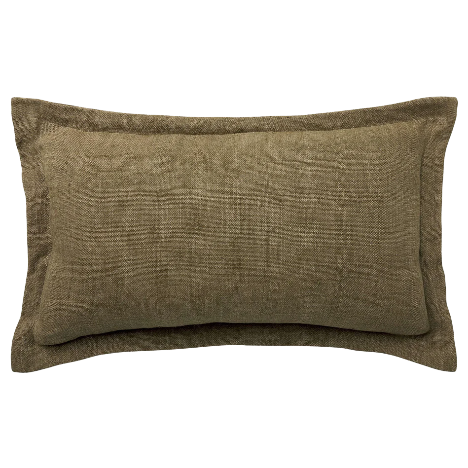 Burton tailored linen cushion cover 40x65cm khaki