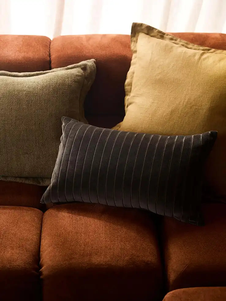 Burton tailored linen cushion cover 40x65cm khaki