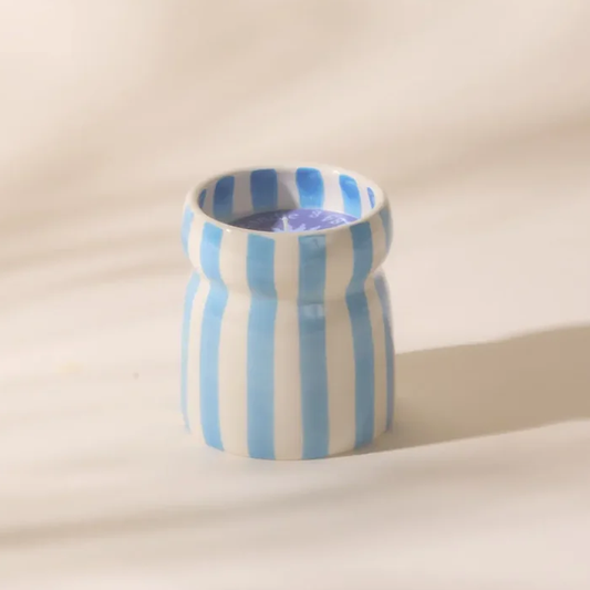 Striped ceramic soy candle Lost at Sea