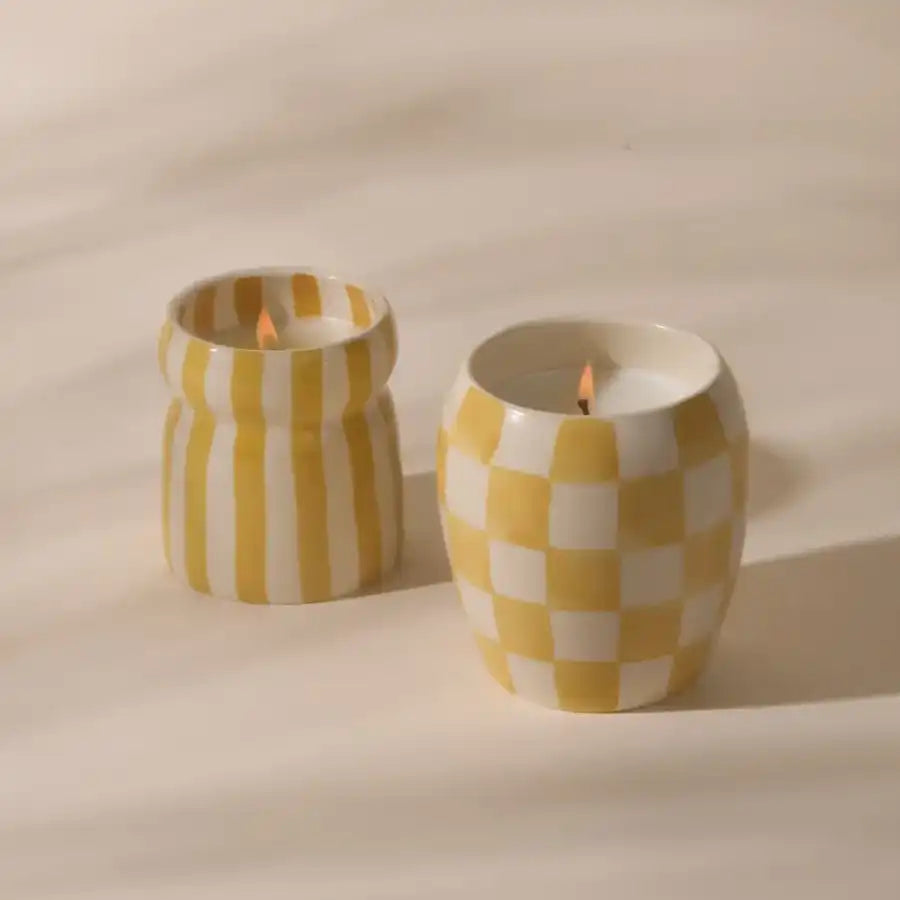 Striped ceramic soy candle Gold Coast