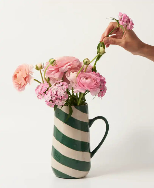 Cabana stripe jug green 21cm
