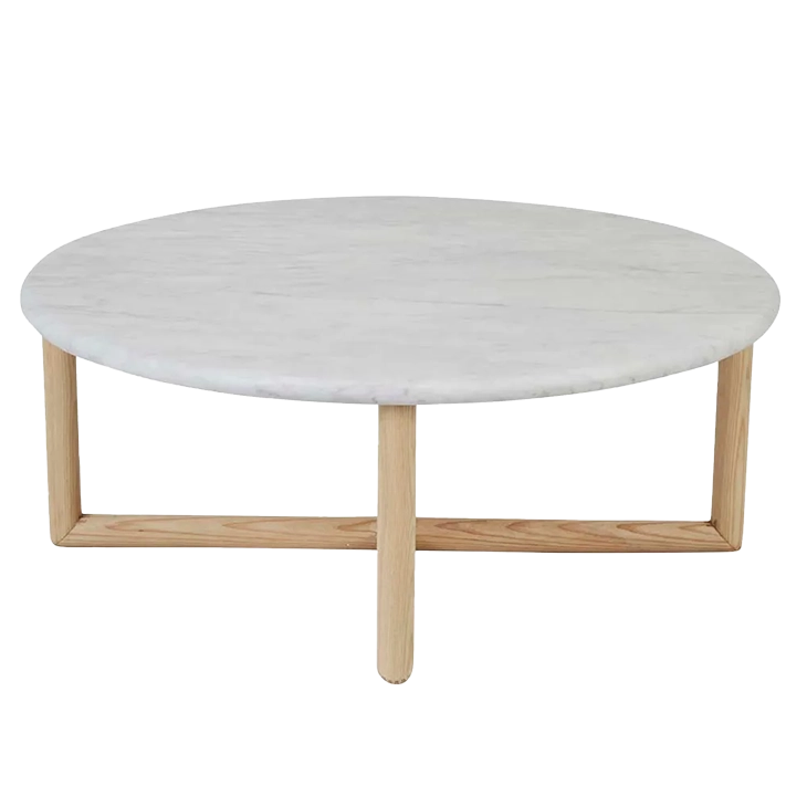 Globewest Camille marble and ash wood coffee table