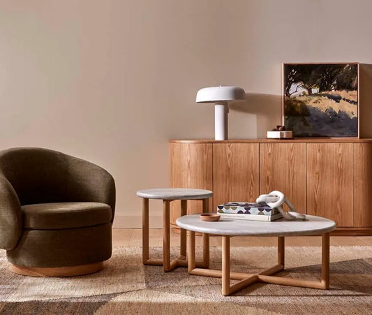 Globewest Camille marble and ash wood coffee table