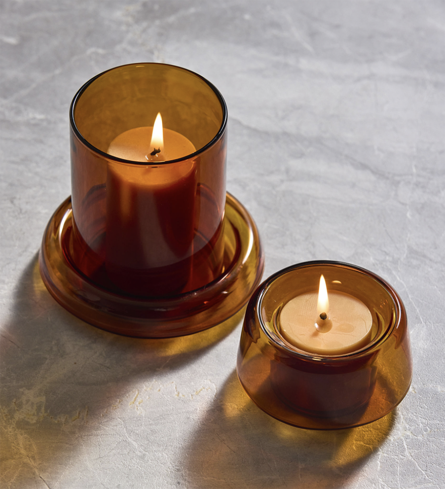 Cascade tealight holder amber