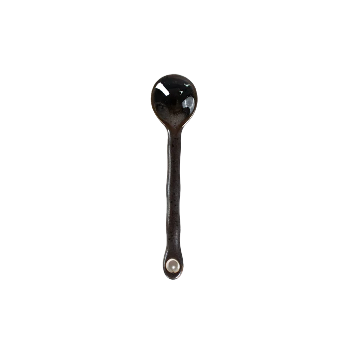 Glazed ceramic spoon 12cm black