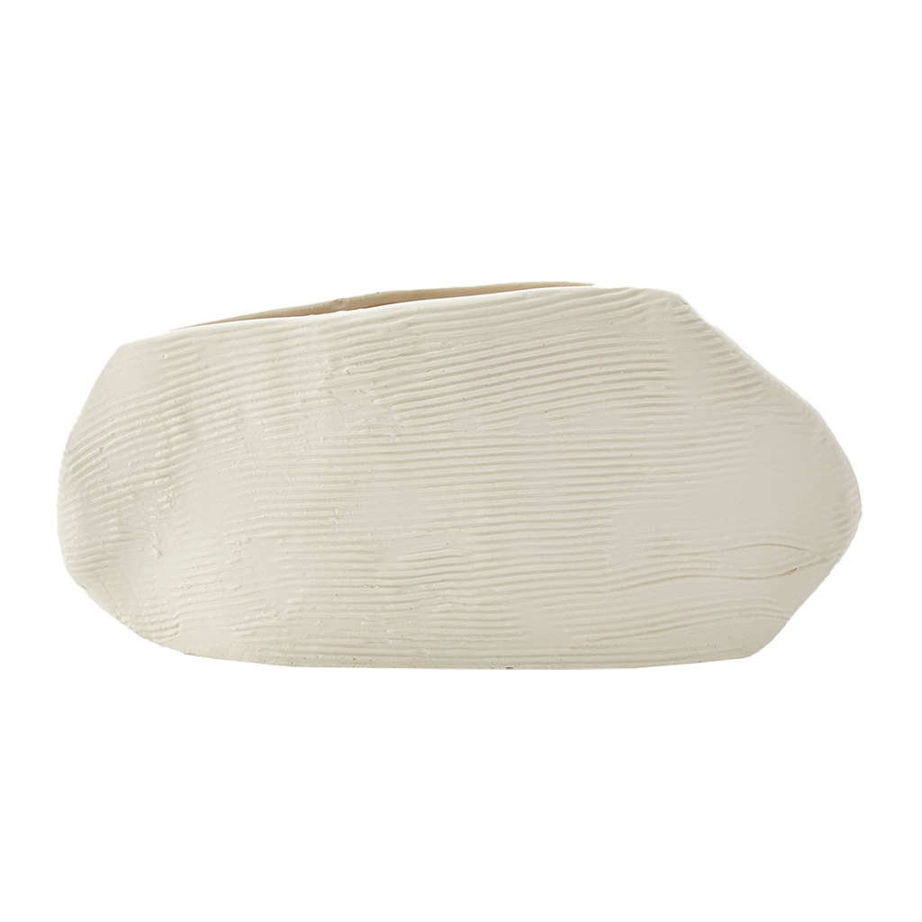 Chalo textured low vase chalk