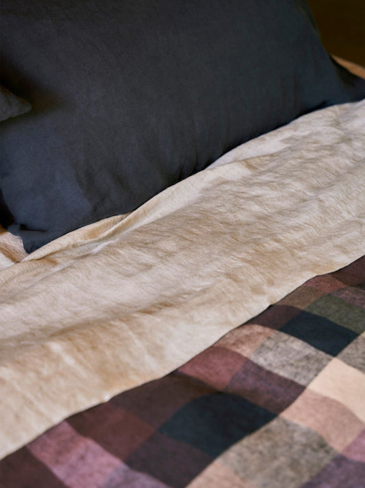 Chambray linen flat sheet oatmeal