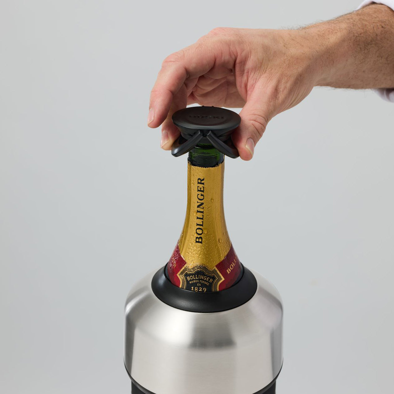 Huski champagne cooler including stopper brushed stainless