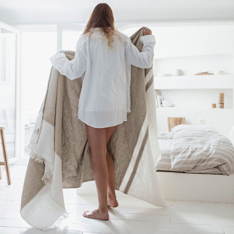 Charlotte linen cotton bed throw 140 x 220cm