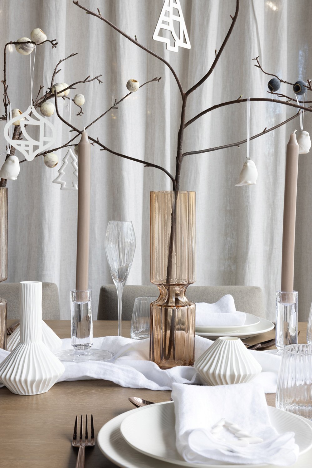 Mouth-blown vase tall amber 32cm