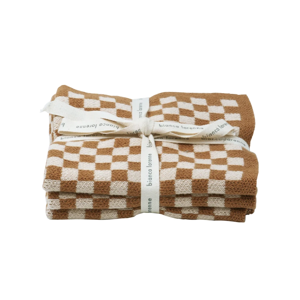 Set of 3 cotton cloths clay check