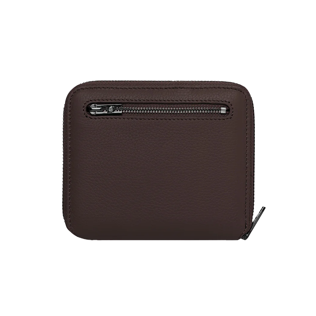 Compact leather jewellery holder cocoa
