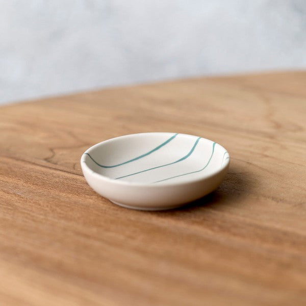 Condiment bowl with green stripes 9cm
