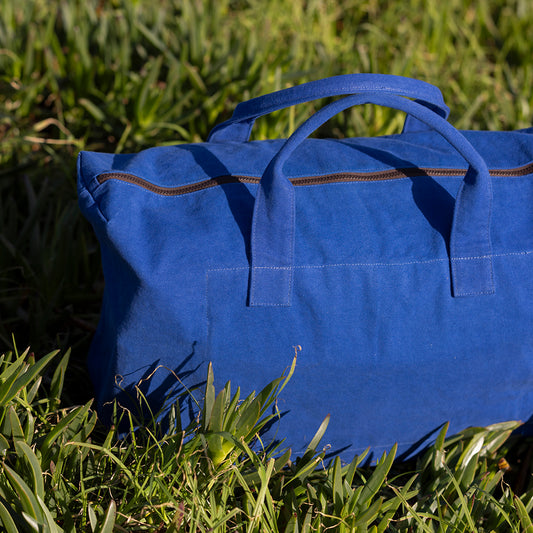 Contrast cotton weekender bag agean