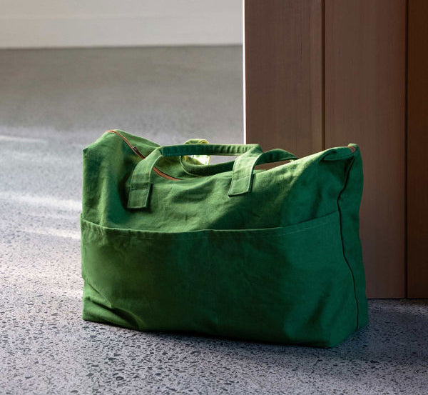 Contrast cotton weekender bag spirulina