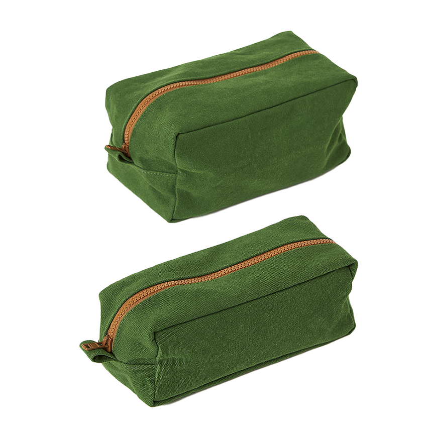 Contrast cotton wash bag spirulina