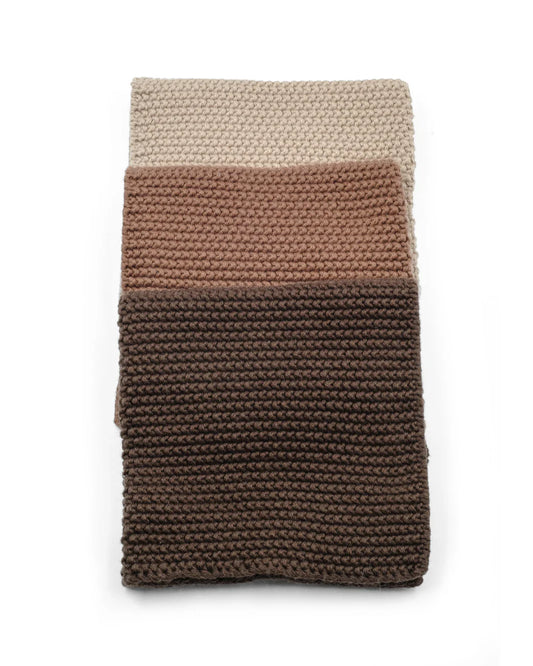 Cotton knitted cloths set of 3 chocolate