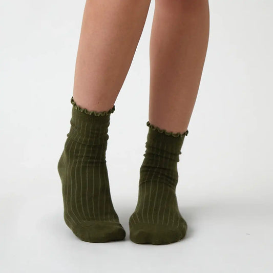 Cotton cashmere socks olive