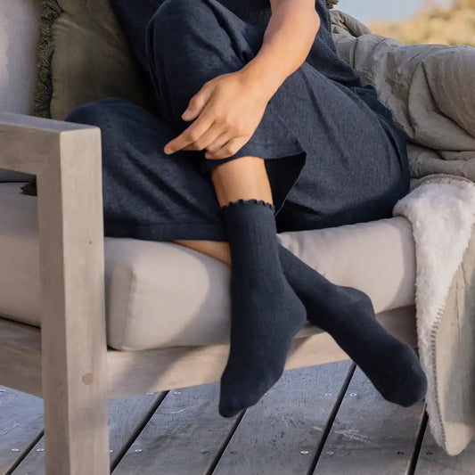 Cotton cashmere socks navy
