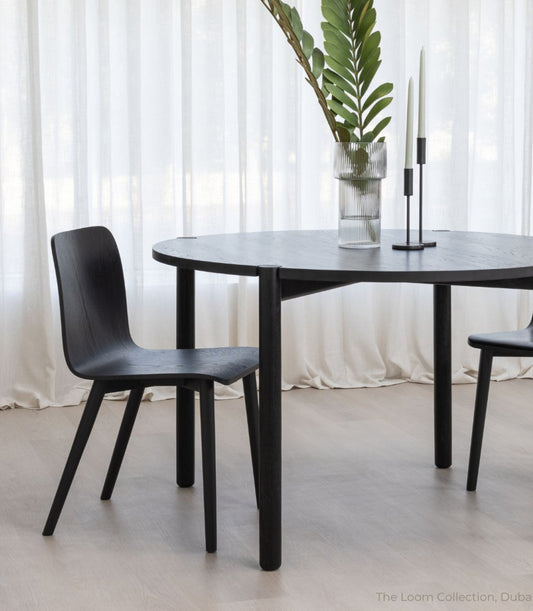 Cove oak round dining table black 120cm