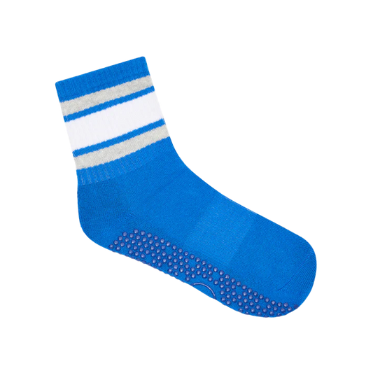 Crew pilates grip socks electric blue stripe
