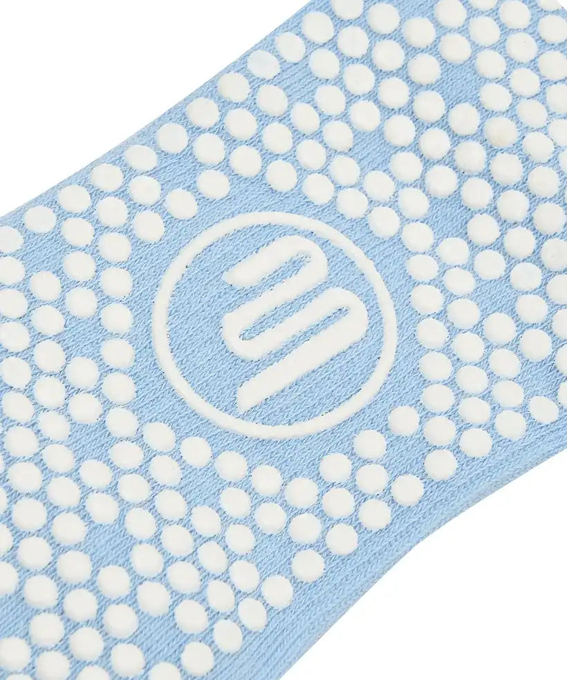 Crew pilates grip socks powder blue vanilla stripe